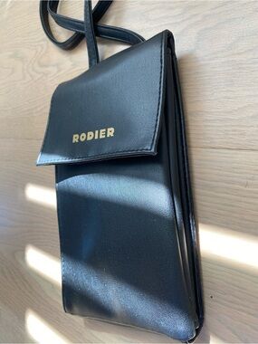 RODIER Black Mini Crossbody Pouch with Gold Logo